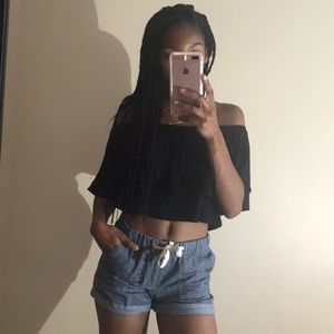 Black off the shoulder top